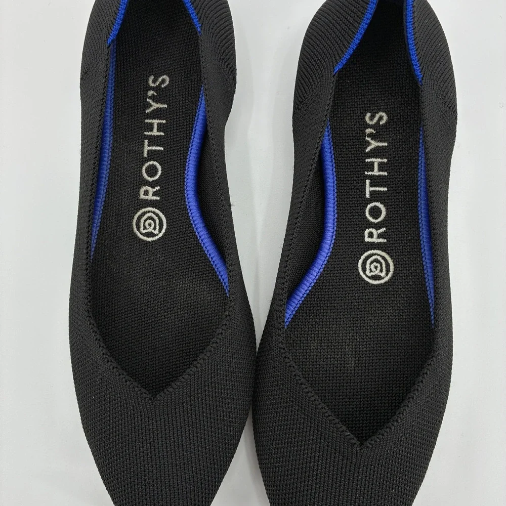 Rothy’s Women’s Black Knit ‘The Point’ Flats Slip On Dress Shoes Comfort Size 9 - Picture 3 of 10
